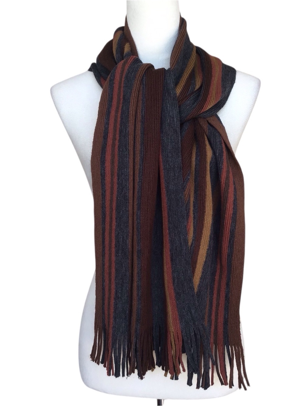 Geoffrey Beene Striped Scarf With Fringe